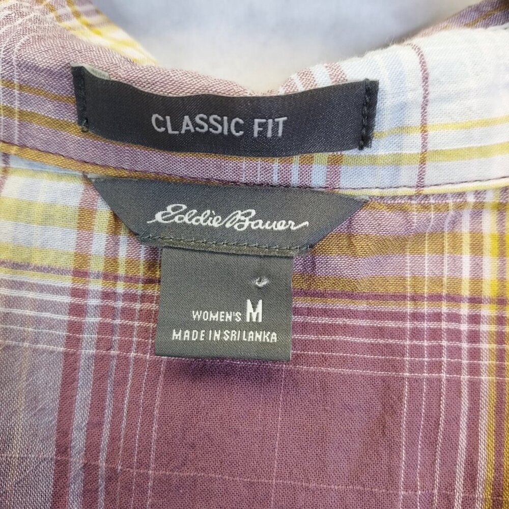 Eddie Bauer Classic Fit Button Up Shirt Women M Plaid Long Sleeve Gorpcore Cabin - Picture 8 of 15